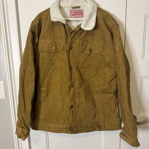 Corduroy Jacket Mens XL Brown Fleece Lined Sherpa Brooklyn Cloth
